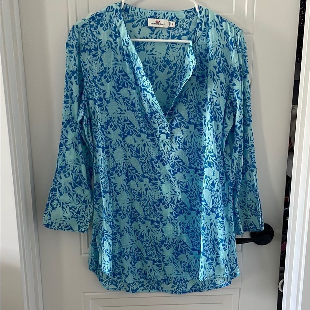 Vineyard Vines Blue Floral Women's Tunic